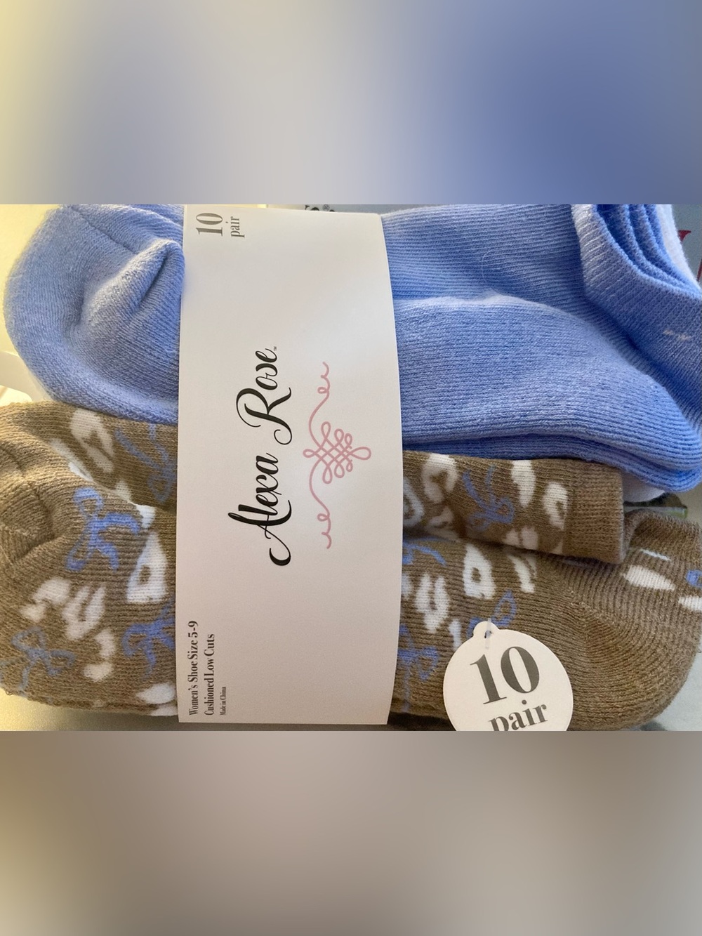Cushioned Soles Women's 10-Pack Socks - Blue & Brown